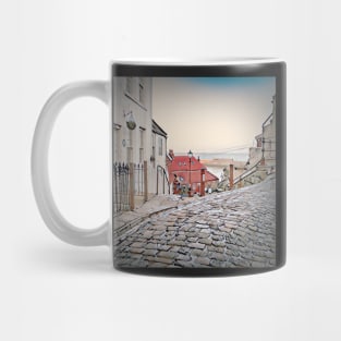 Whitby town cobbled streets and seaview Mug